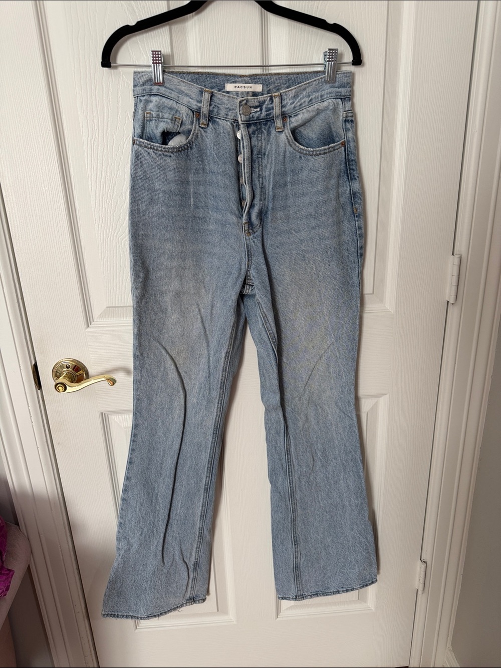 PacSun Light Blue High-Rise Button-Fly Flare Jeans high rise bootcut 27